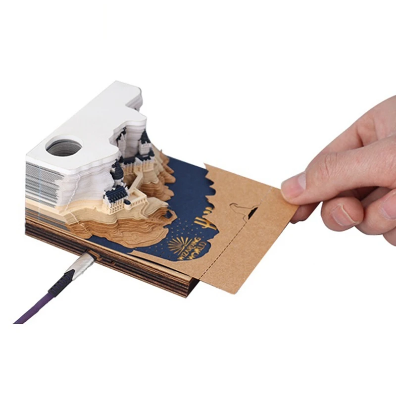 Castelo Note Paper Com Luzes, 3D Notepad, Calendário, Papelaria Acessórios, Presente, 2024, 1 Pc