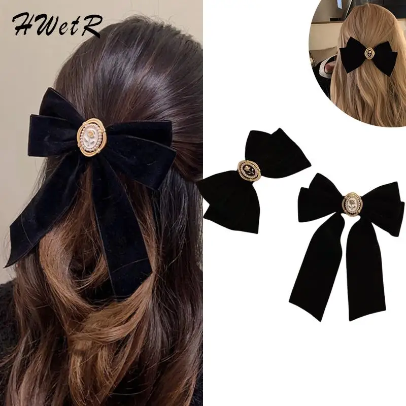 

1pcs Unique Velvet Bow Hair Pins Elegant Fabric Alloy Roses Hair Clips For Women Fashion Ponytail Barrette Heawear Accessories