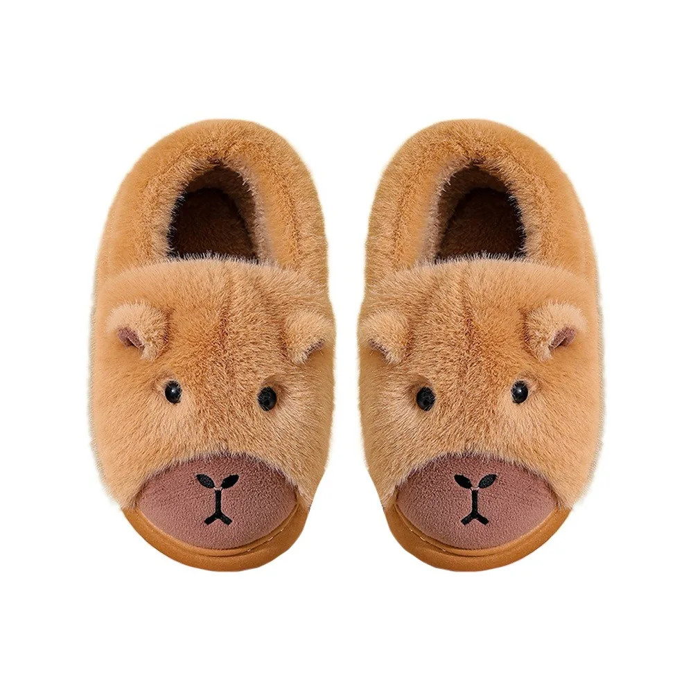 

Fashion Winter Capybara Slippers Thicken Warm Anti-slip Cartoon Furry Slippers Soft Thick Soled Home Cotton Shoes Women Men