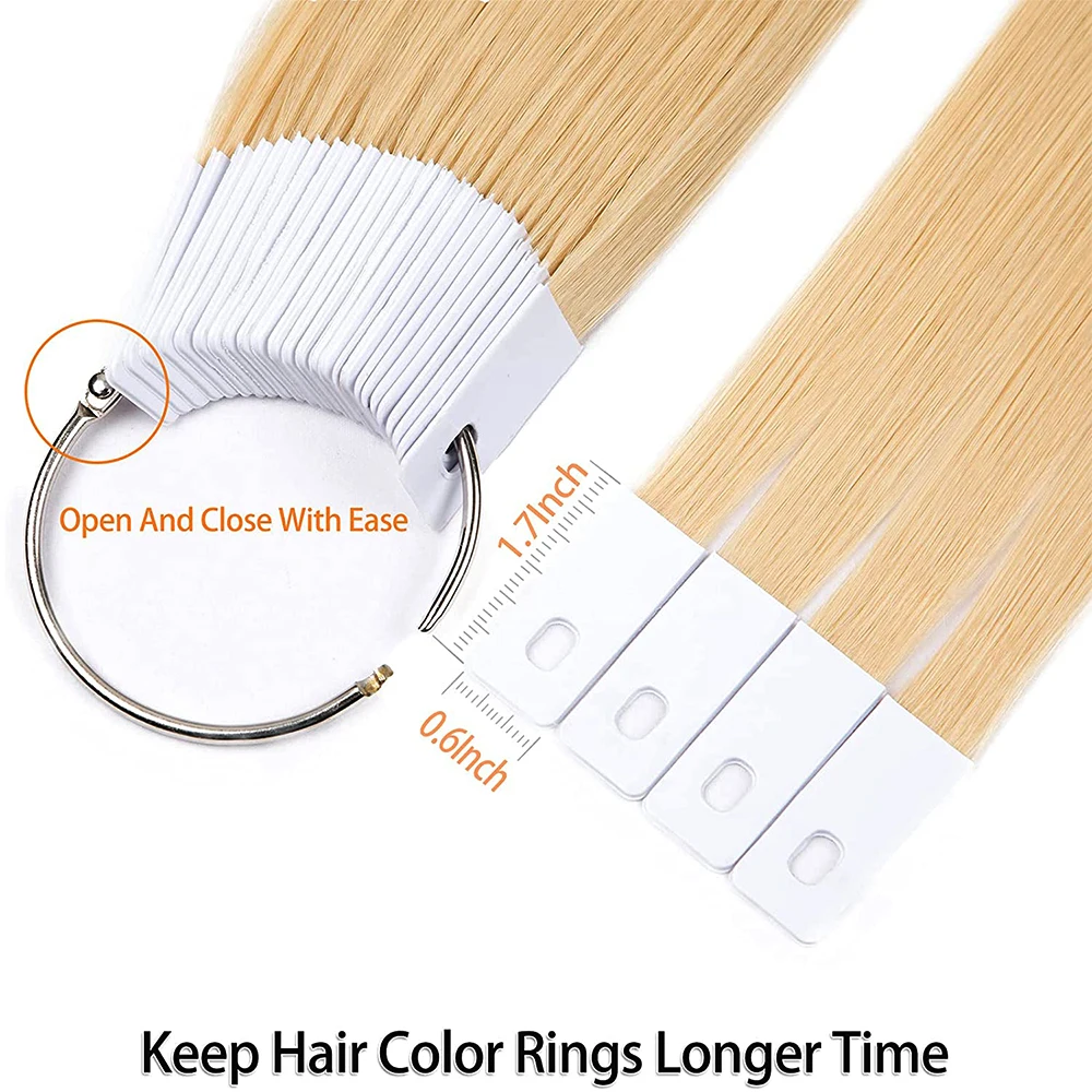 100% Virgin Human Hair Color Rings 30Pcs/Set Testing Fashion Colors For Human Hair Extensions And Salon Hair Dyeing Sample