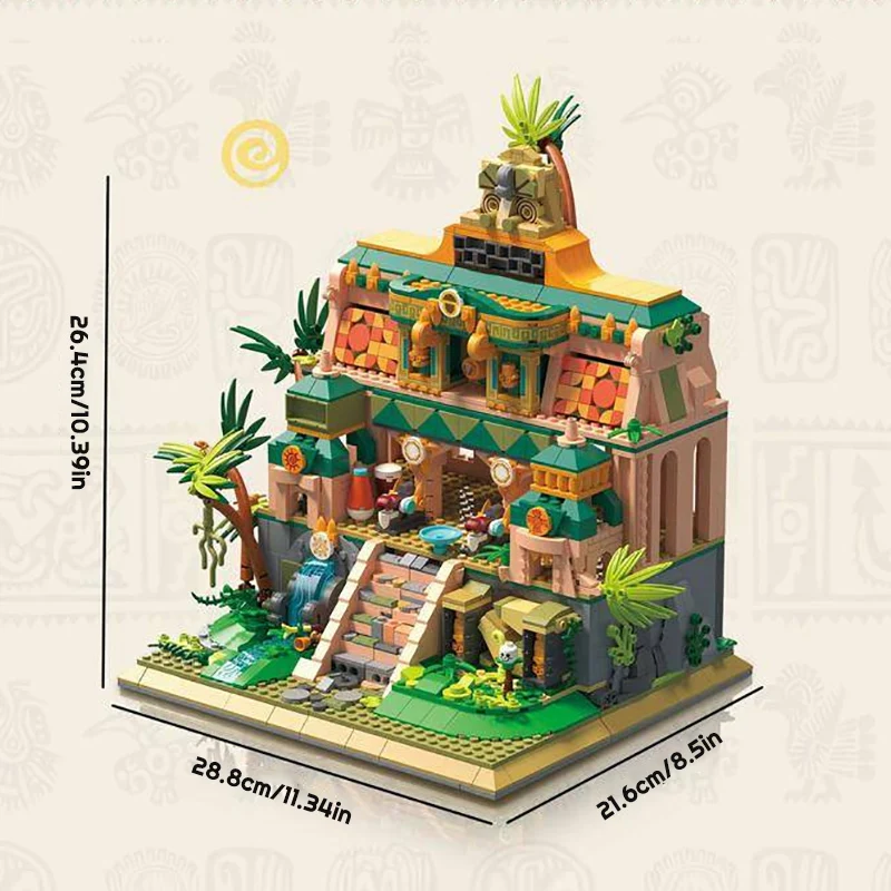 1645 peças filme mini tijolos iluminação templo perdido arquitetura de construção histórica, kit de modelo de blocos de construção modulares de casa, presente