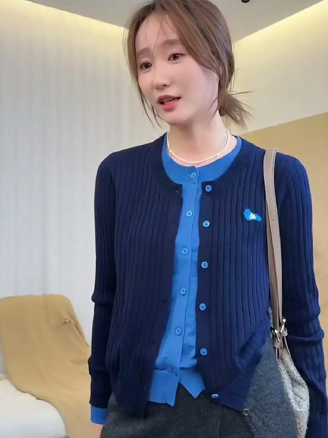 Loose Style Autumn Open Cardigan Large Size 200 Pounds Slimming Top Artistic Style Long Sleeve round Neck Knitted Sweater