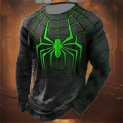 Vintage Spider 3D Mens Graphic Tshirts High Quality Quick Dry Long Sleeve T Shirt Tops Kids Breathable Casual Round Neck Y2k Tee