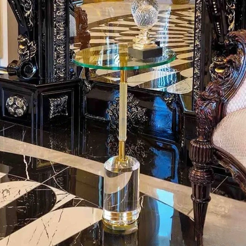 High Transparency Acrylic Corner Few Living Room Home Sofa Glass Edge Few Stainless Steel Creative Coffee Few Round