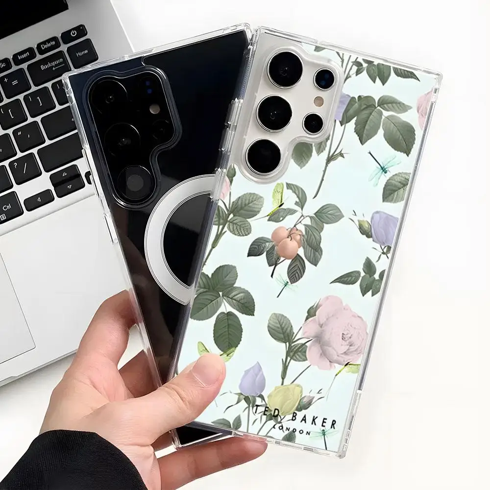 Flower Ted Design-Bakers Phone Case Luxury Magnetic For Magsafe Samsung S24 S23 S22 S21 Note10 Ultra Plus Transparent Shockpro