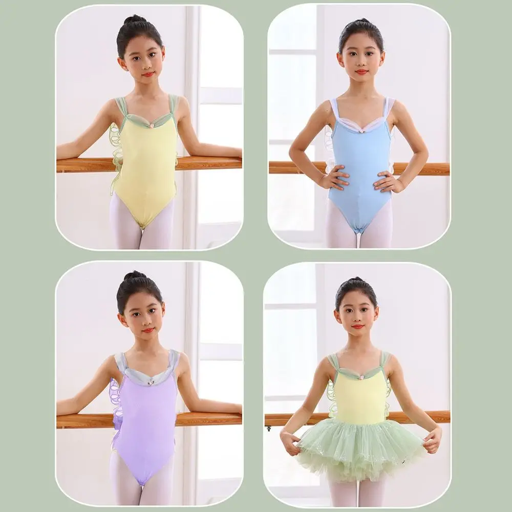 Ärmellose Ballett-Trikots für Mädchen, atmungsaktiv, mit Schmetterlingsmuster, ärmelloser Ballett-Overall, körperformende Übungstanzkleidung für Kinder – Detail 12