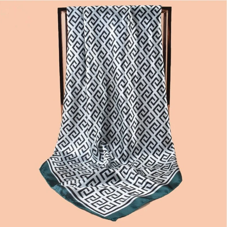 Hochwertiger Seidenschal, Kopftuch für Damen, vier Jahreszeiten, Haarschals, Hijab, Foulard, luxuriöses Bandana, Kopftuch für Damen, 90*90cm – Detail 1