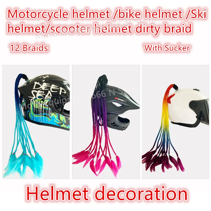 

Helmet Braid Pigtails Ponytail for Women Bike Motorcycle Helmet Braid Ponytail Ski Helmet Pigtails with Sucker