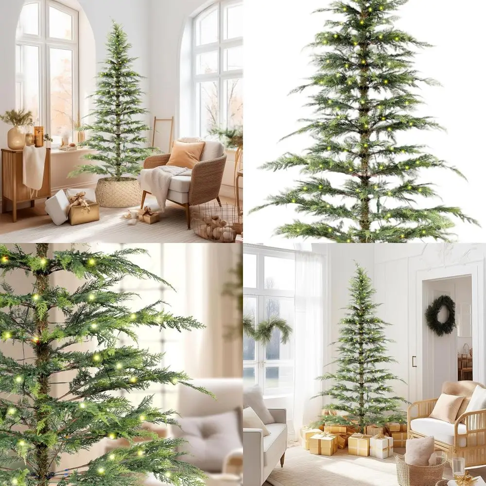 

7.2-Foot Tall Green Artificial Cypress Christmas Tree with 300 LEDs for a Festive Glow