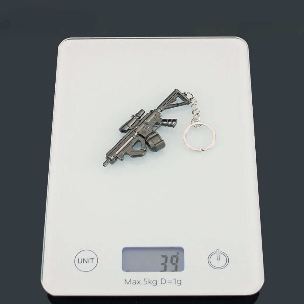 Portachiavi 9 cm/3,54 pollici Ciondolo Mini FH416 Pistola d'assalto Periferiche di gioco Accessori Arma Puntelli in metallo Regalo fidanzato Decorativo