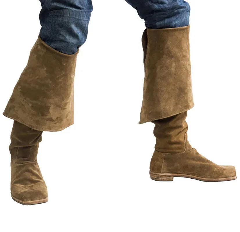 Herren Kunstwildleder Kniehohe Winddichte Schuhe Retro Piratenfilm Kapitän Stiefel Mittelalterliche Cosplay Lange Stiefel – Detail 10