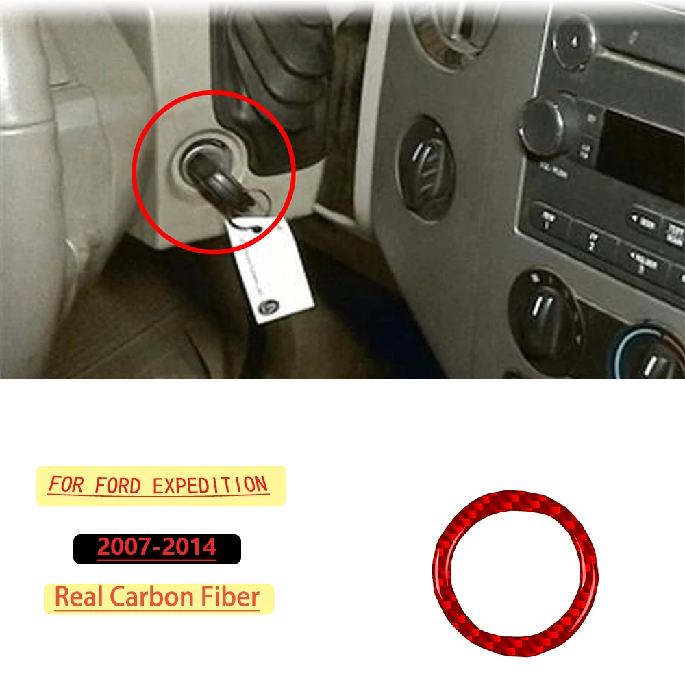 For Ford Expedition 2007–2014 Car Ignition Key Hole Engine Ring Frame Trim Real Soft Carbon Fiber Interior Accessories Stickers