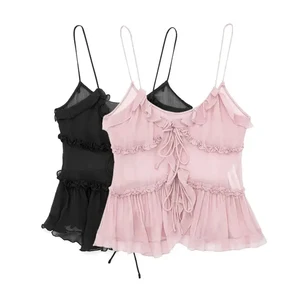 Önde fırfırlı, bağlı, yarı şeffaf, ince askılı, kadın modası TRAFFİC-Top kadın seksi sırtı açık Estonada kadınlar yarışının en iyi 10 satışı - №8