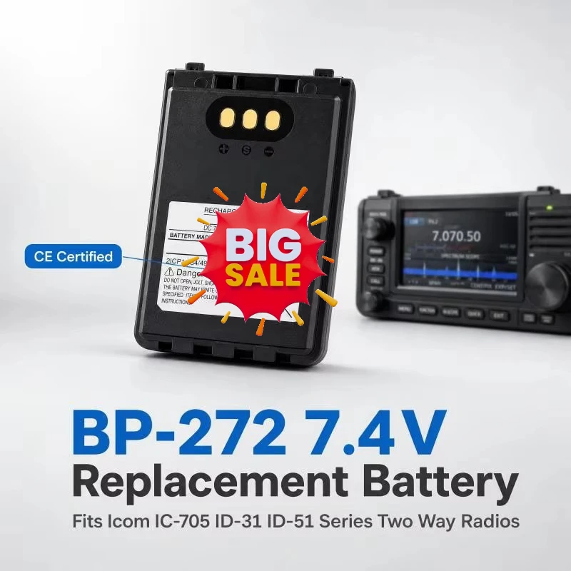 BP‑272 7.4V 14Wh Replacement Battery for Icom IC‑705 ID‑31 ID‑31E ID‑51 ID‑51E ID‑52 IP‑100H IP‑501H IP‑503H Two Way Radio