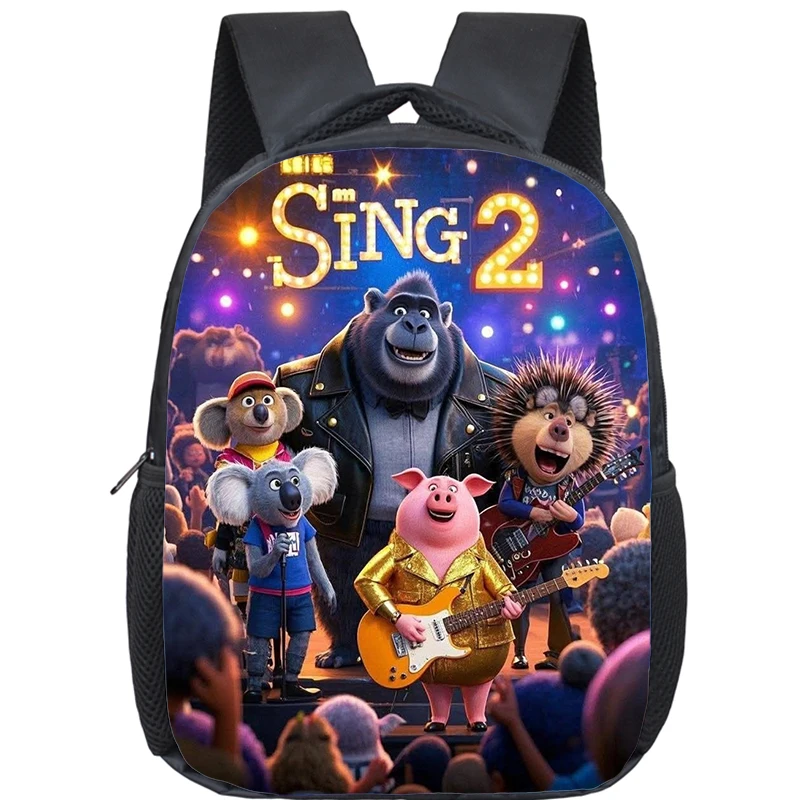 Movie Sing 2 Backpack for Preschool Boys Kids Cartoon School Bags Baby Toddler Kindergarten BookBag Kids Anime Backpacks 12inch