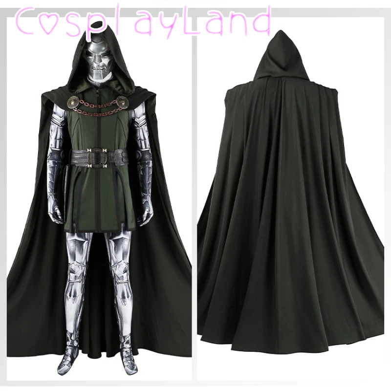 

Black Doom Cosplay Costume Adult Men Jumpsuit Vest Cloak Mask Outfit Set Christmas Halloween Party Doom Costume Custom Made
