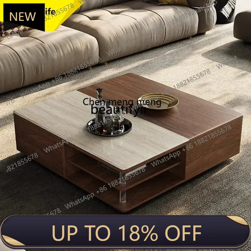 

P178 New Mid-century Style Solid Wood Coffee Table and TV Cabinet Set Modern Simple Small Apartment Functional Living Room