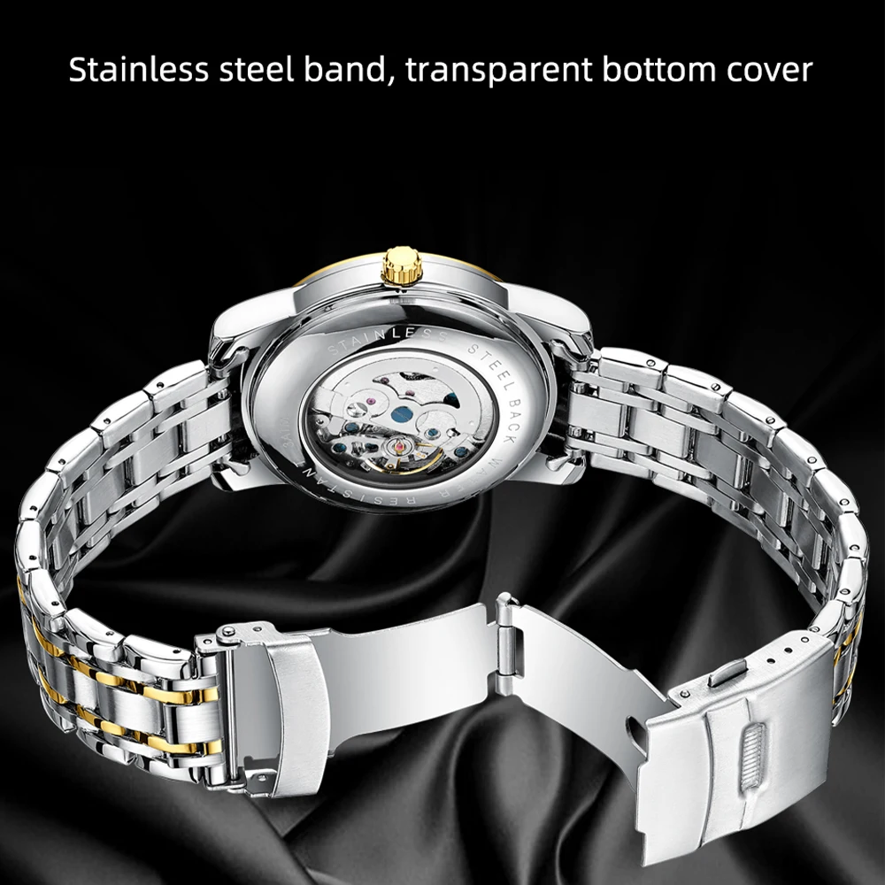 CHENXI 남성용 속이 빈 자동 기계식 시계 세련된 비즈니스 방수 매일 사용 시계 남성용 Reloj Hombre