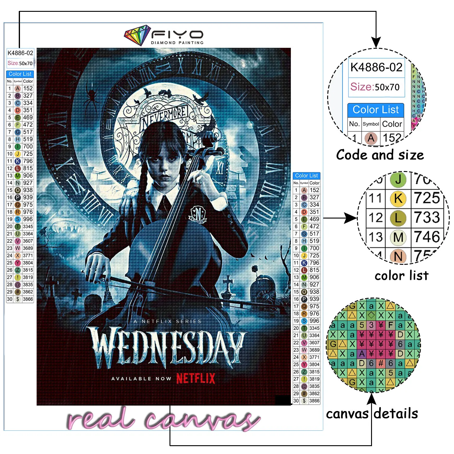 Wednesday Addams Diamond Painting Full Round Diamond Mosaic 5D DIY Embroidery Art Cross Stitch Kits Home Decor New 2023