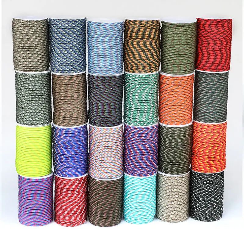 100M 550ทหารมาตรฐาน7-Core Paracord เชือก4มม.กลางแจ้ง Parachute Cord Survival ร่มเต็นท์สายคาดที่คล้องขายส่ง