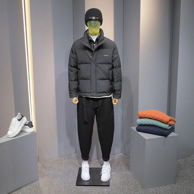 

Зимняя утепленная хлопковая куртка с капюшоном для мужчин: модное свободное хлопковое пальто в стиле колор-блок, рабочая одежда, теплая верхняя одежда для молодежи