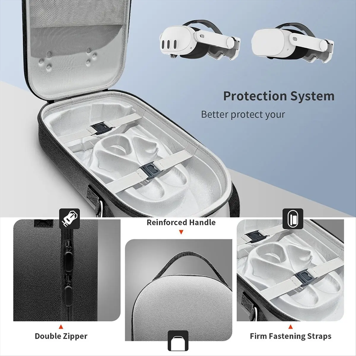 BaoBao- حقيبة حمل مقاومة للصدمات لـ Meta Quest 3S - حقيبة سفر مضادة للسقوط مع جيب شبكي، تخزين نظارات الواقع الافتراضي الواقية B #2