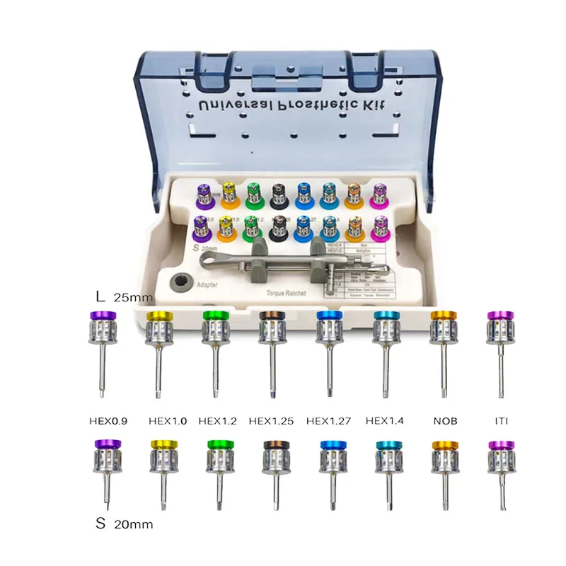 1 Set Dental Kt Rainbow Restorative Kit Universal Implant Screwdriver Torque Wrench Repair Tools 5-45 10-70N cm