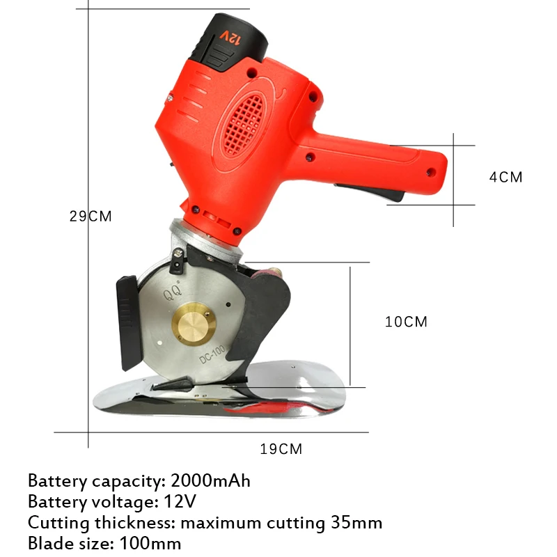 12V Electric Round Scissors Cutting Cloth Machine Round Knife Cutting Machine Shear Mini Portable Wireless Fabric Cutting Tool