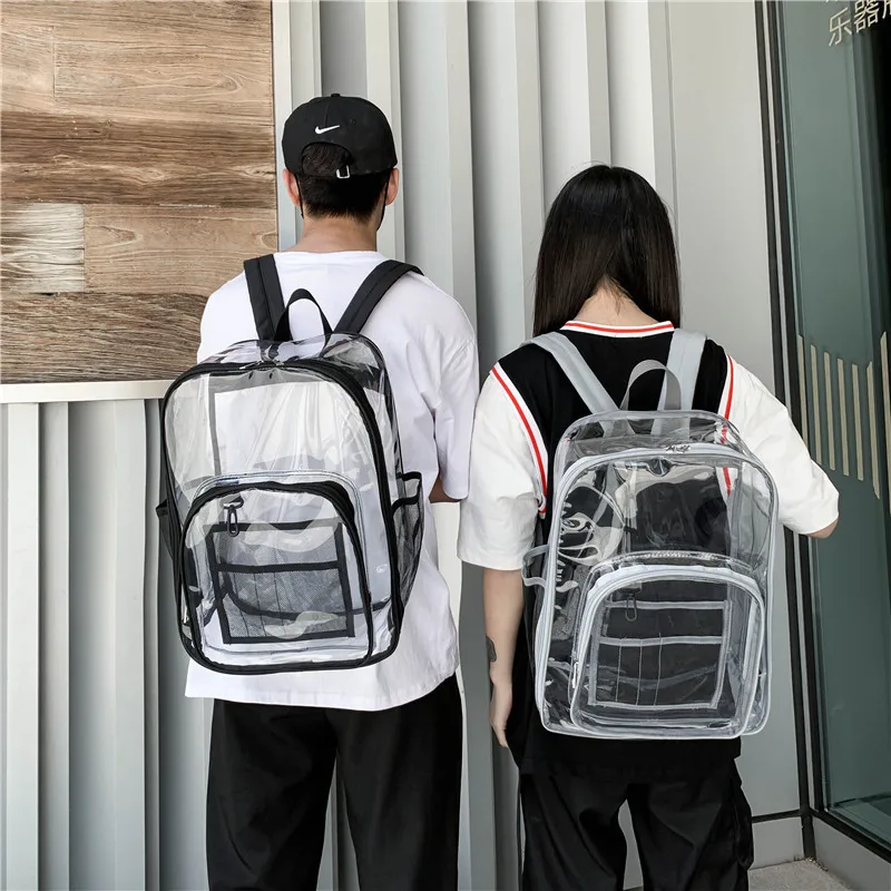 

Waterproof Transparent School Bag Girls Large Capacity Backpack Solid Clear Backpack Men Fashion New Transparent Plastic Bag