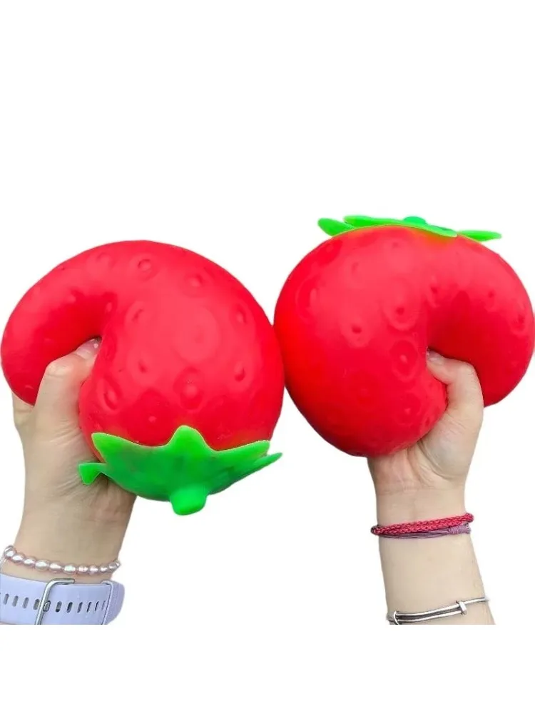 Riesiges Erdbeer-Squishy-Spielzeug, extra große Größe, Erdbeer-Fidget-Spielzeug, langsam aufsteigender, formbarer Entspannungsball für Erwachsene, Freunde, Geschenke