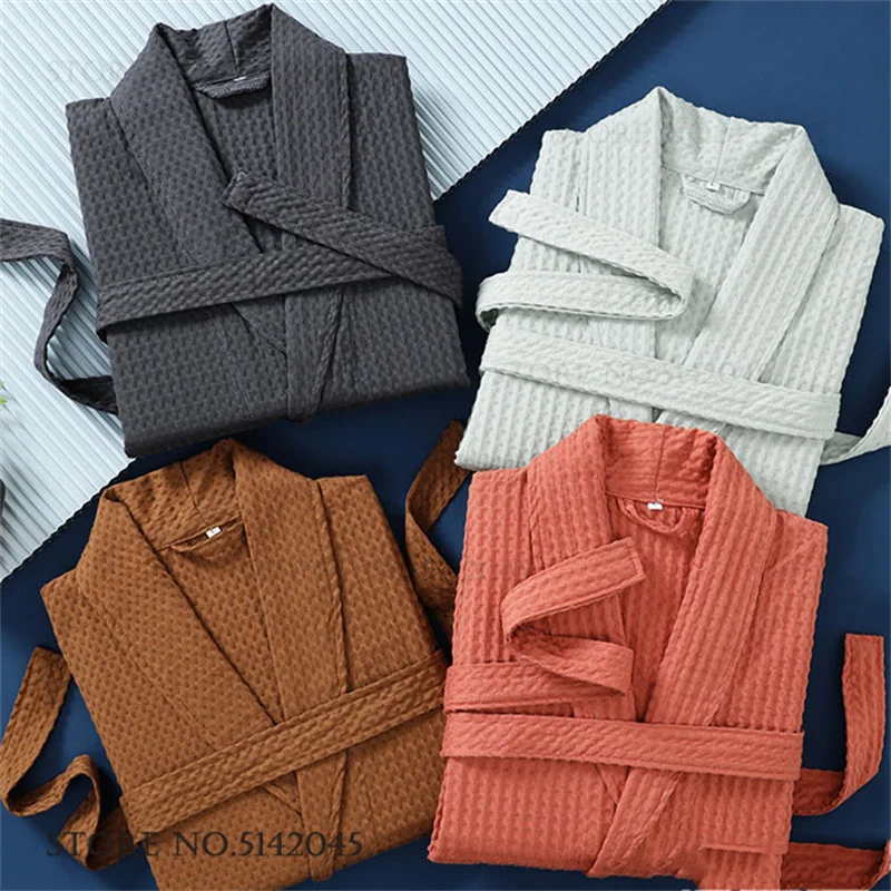 

Вафельный халат для пары, кимоно, халат, одежда для сна, весна-осень, новая ночная рубашка, домашнее платье, домашняя одежда из 100% хлопка, домашняя одежда, домашняя одежда, пижама