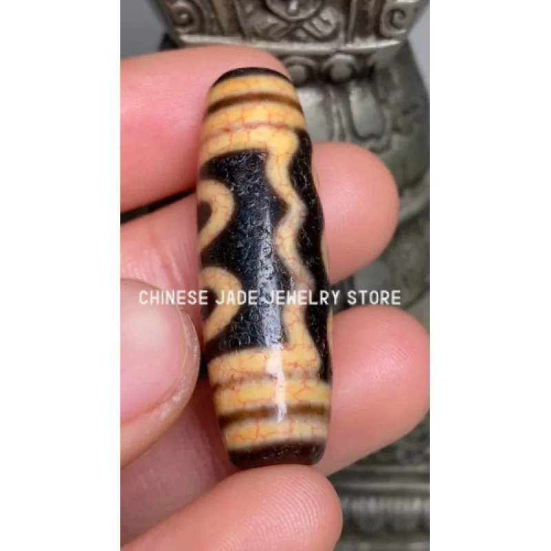 Ancient Tibetan DZI Beads Old Agate Lucky 5 Eye Totem Amulet Pendant GZI