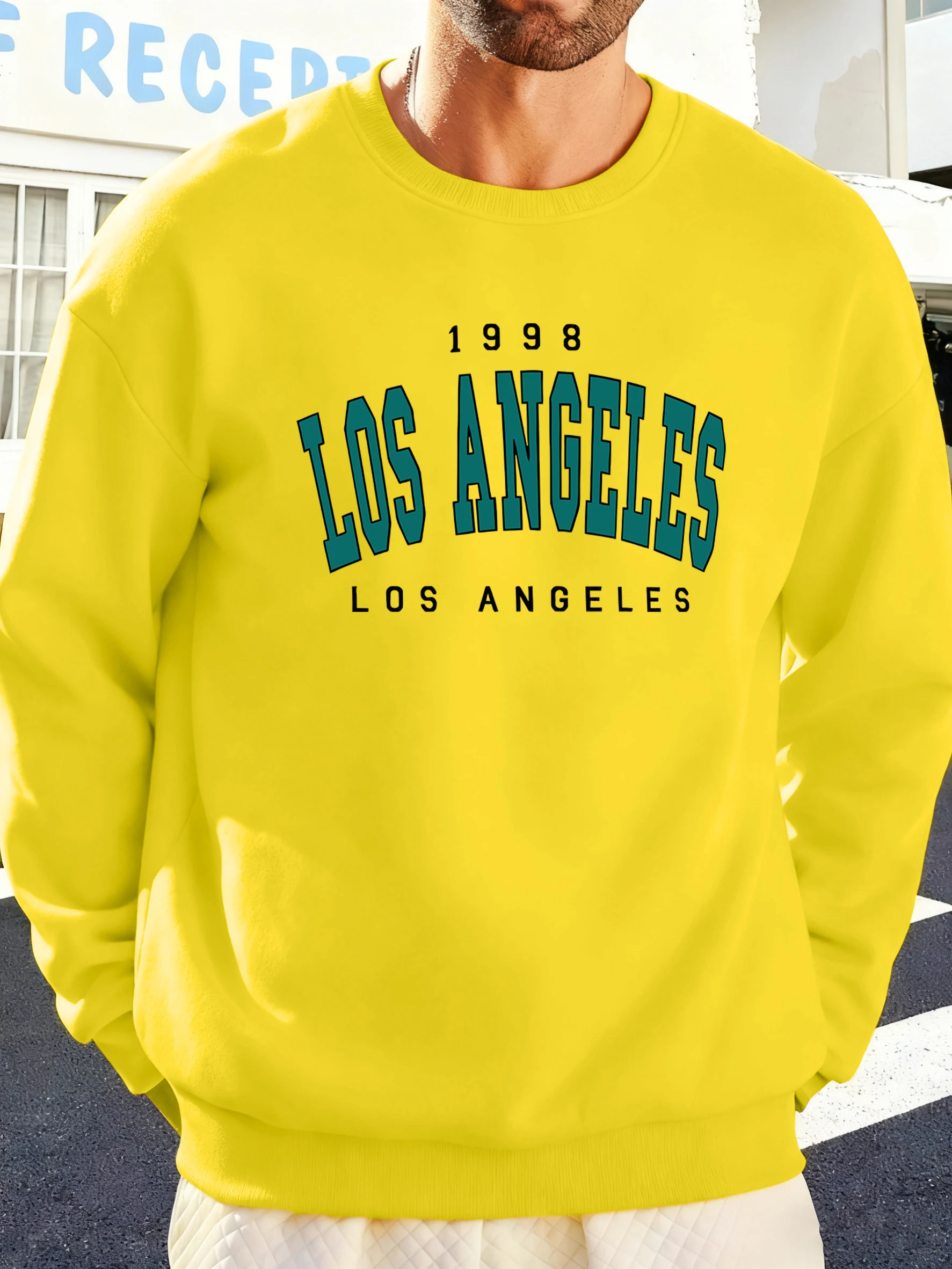 لوس أنجلوس 1993 طباعة رجل الرياضة فضفاض البلوز الشارع Crewneck الشارع الشهير محب البلوفرات الناعمة الخريف ملابس رجالي غير رسمية #1