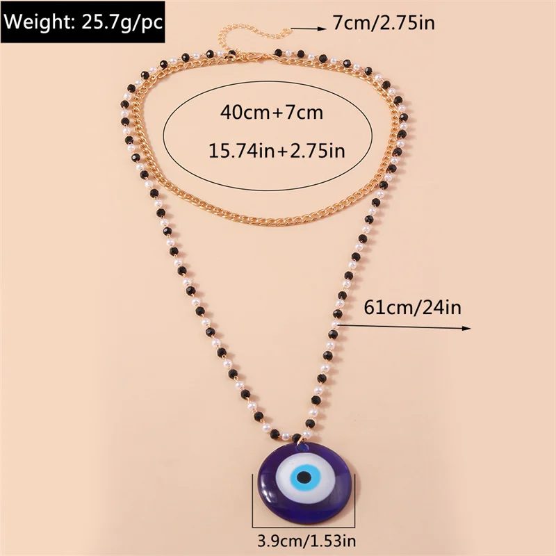 Aihua Boho Kreative Blaue Türkische Glück Bösen blick Anhänger Halsband Halskette für Frauen Unregelmäßige Perle Kette Y2K Schmuck Zubehör – Detail 7