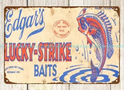 edgars lucky-strike baits metal tin sign bar club reproduction plaques