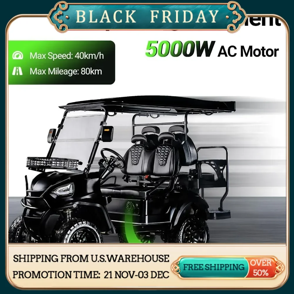 Golf cart, built-in 48V 5000W AC motor, electric golf cart with 18-inch off-road tires and independent suspension Golf Carts