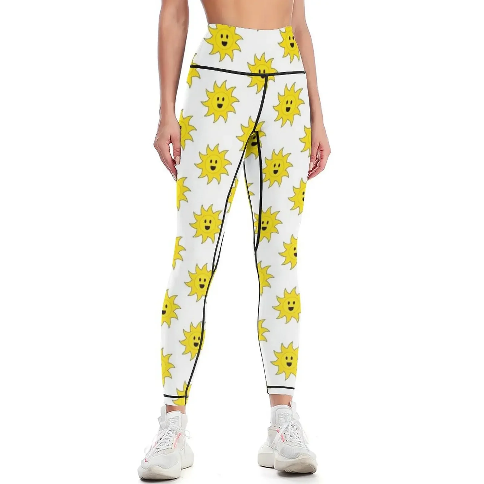 

Cute Happy Face Yellow Sun Leggings jogging pants Leginsy push up sports tennis for Sports female Womens Leggings