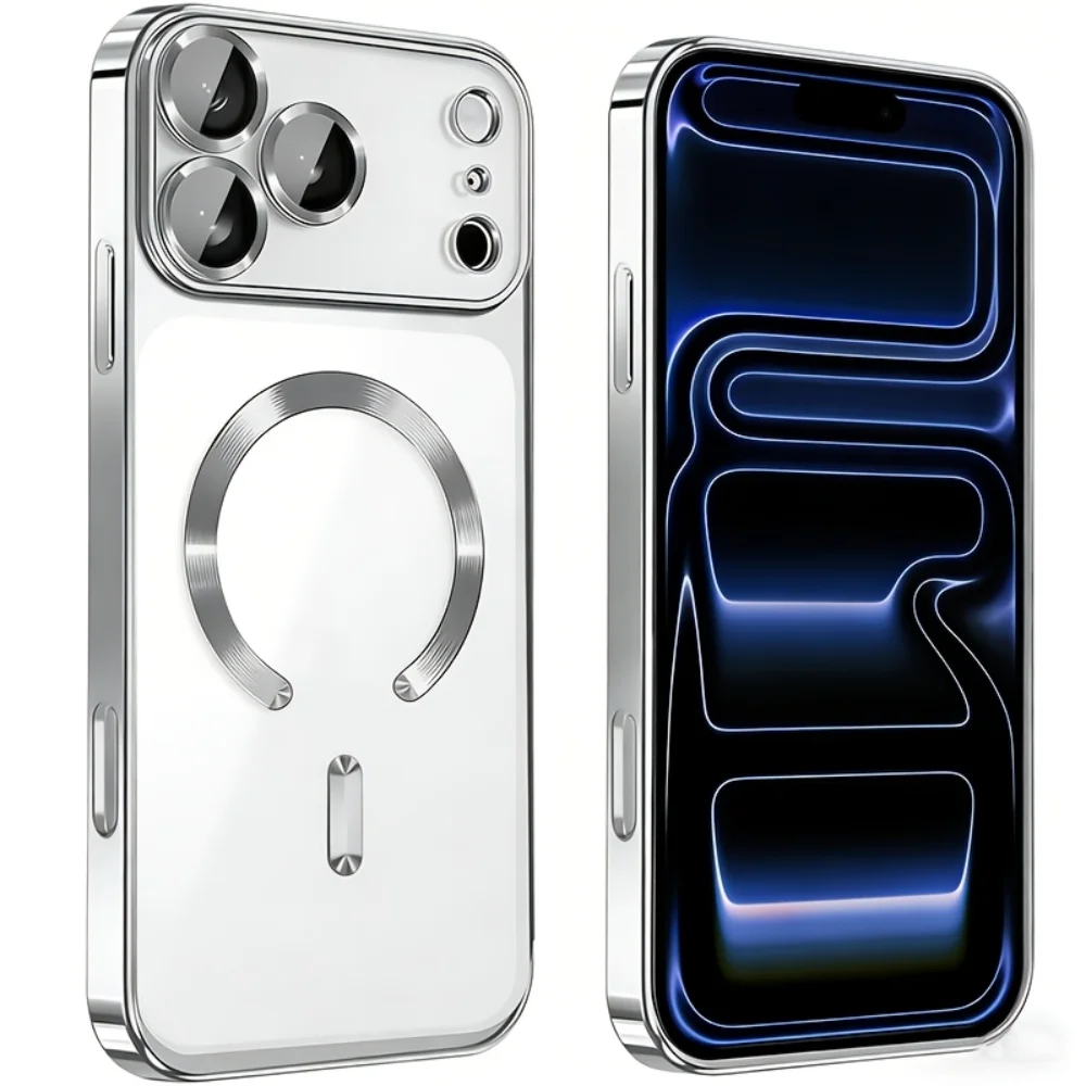Coque de téléphone en TPU électroplaqué à aimant puissant avec protection d'objectif intégrée, antichoc intégral, compatible avec la charge sans fil, compatible avec les accessoires MagSafe pour iPhone 17 16 15 14 13 12 11 Pro Max Plus, design élégant et haut de gamme, cadeau de Noël et d'Halloween