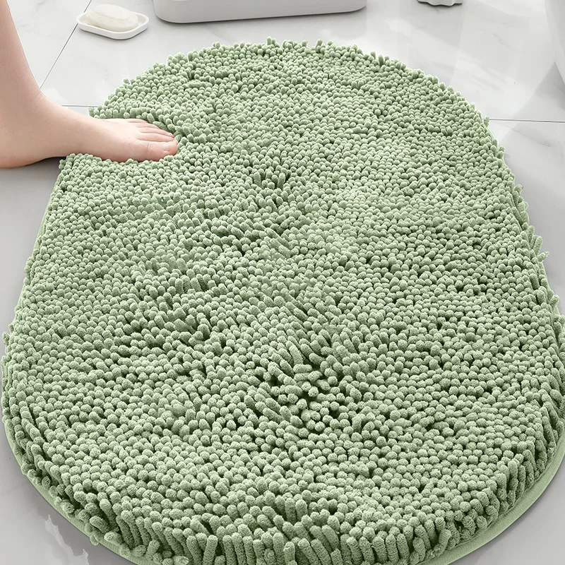 

Сплошной цветной коврик, который можно стирать в машине, противоскользящий коврик для ванной комнаты овальной формы, мягкий дверной коврик для входа и выхода