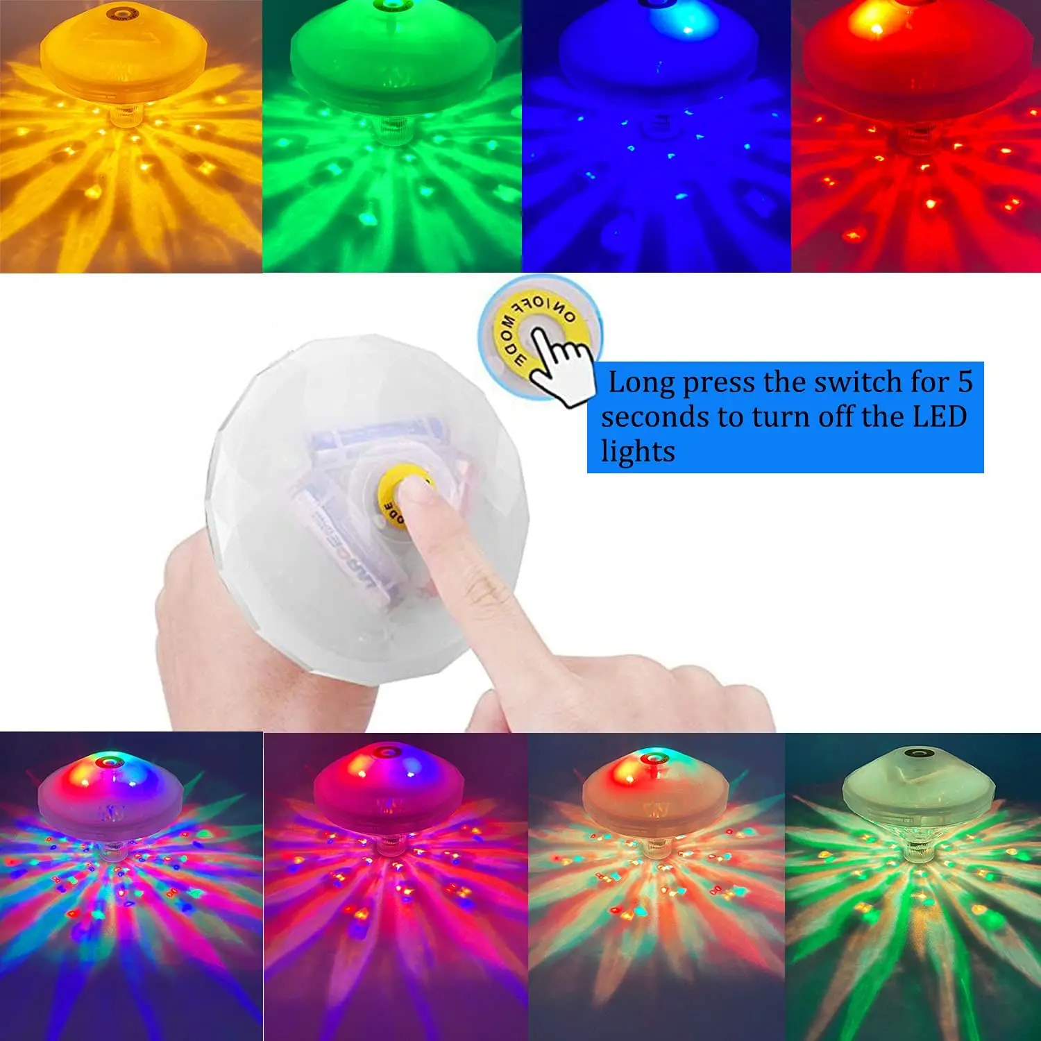 

D5 Floating Underwater Pool Light RGB Submersible LED Disco Light Glow Show Swimming Pool Hot Tub Spa Lamp Garden Bath Lights