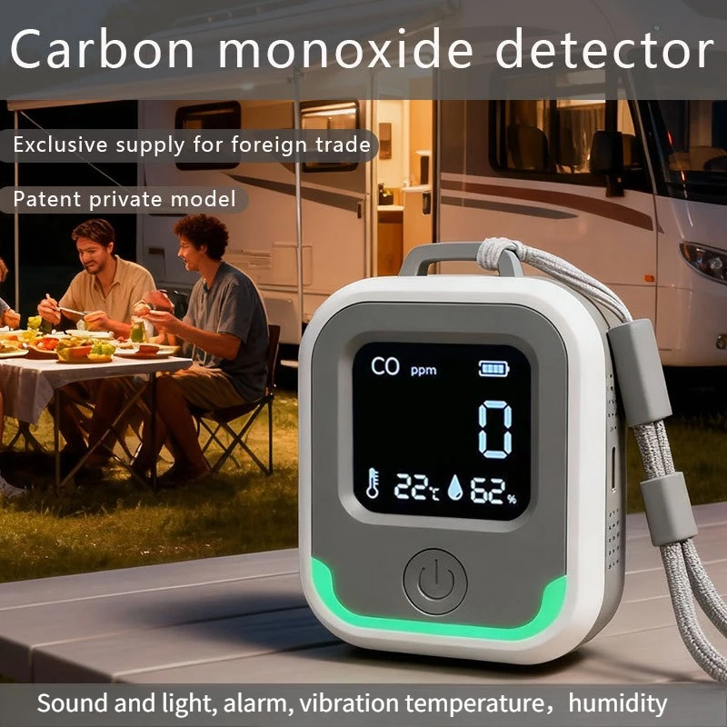 New Carbon Monoxide Detector Portable Outdoor Camping RV Carbon Monoxide/Temperature/Humidity Alarm Air Quality 3 in1 Monitor
