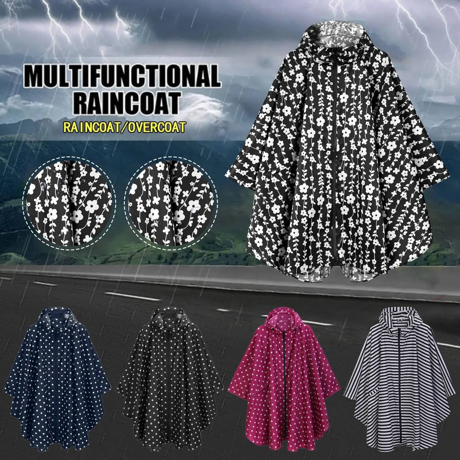 Chaqueta de lluvia con dobladillo Irregular para adultos, abrigo con cremallera, Sudadera con capucha, chaqueta a prueba de agua 02, chaquetas para mujeres y hombres