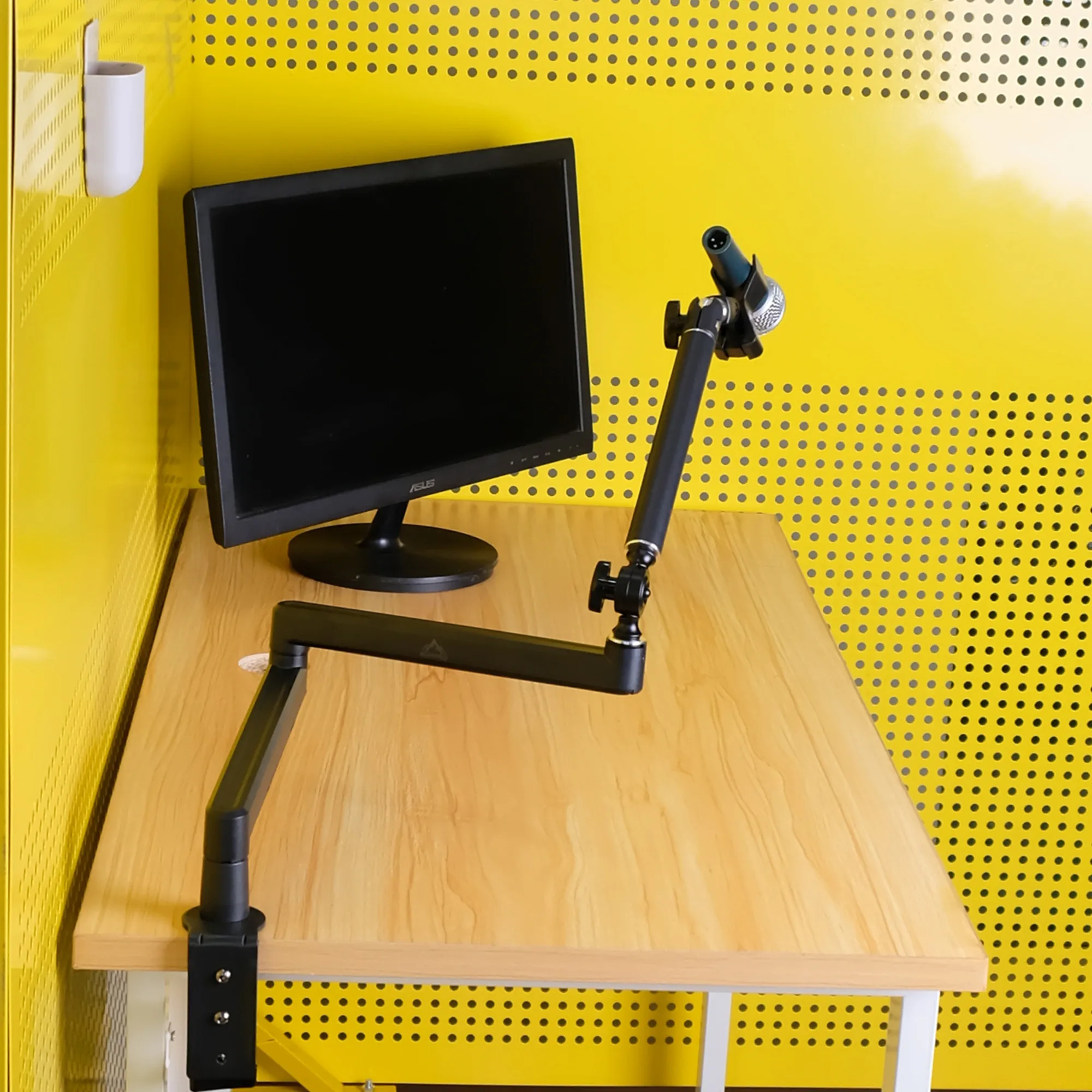 Aluminum Heavy Duty Foldable Mic Scissor Boom Arm 360 Rotation Universal Thread Shock Mount Phone Holder