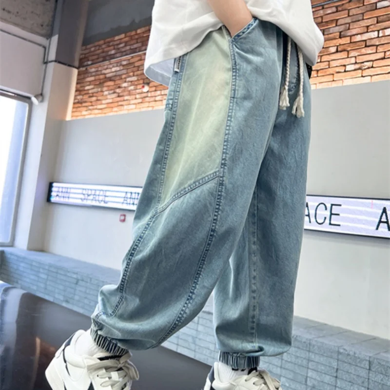 Boys Jean Pants Long Trousers Denim 2024 Thread Spring Autumn Baby's Kids Teenagers High Quality School Children's Clothing