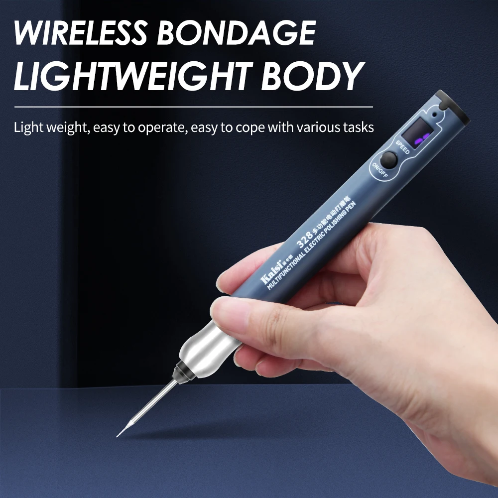 Kaisi 328 Electric Sanding Pen LED Display Polishing Pen Small Electric Grinder Phone PCB Chip Repair DIY Disassembly Hand Tools