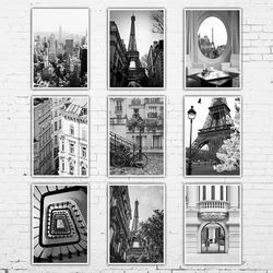 Fashion City Paris Canvas Painting Nordic Posters Wall Art Prints Black and White Pictures for Living Room Home Decoration