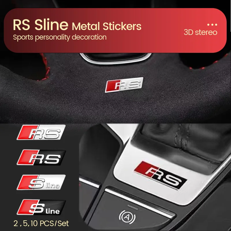 3D Aluminum SLINE RS Badge Car Steering Wheel Sticker Auto Emblem Accessories for Audi Sline RS TT A3 A6 S4 S7 Q3 Q7 C5 C6 B7 B8