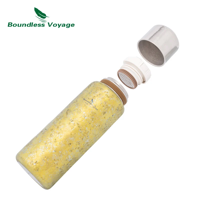 Boundless Voyage Flacone sottovuoto in titanio da 500 ml Bottiglia termica sportiva con tazza Brocca per bere isolata Bollitore per conservazione calda o fredda