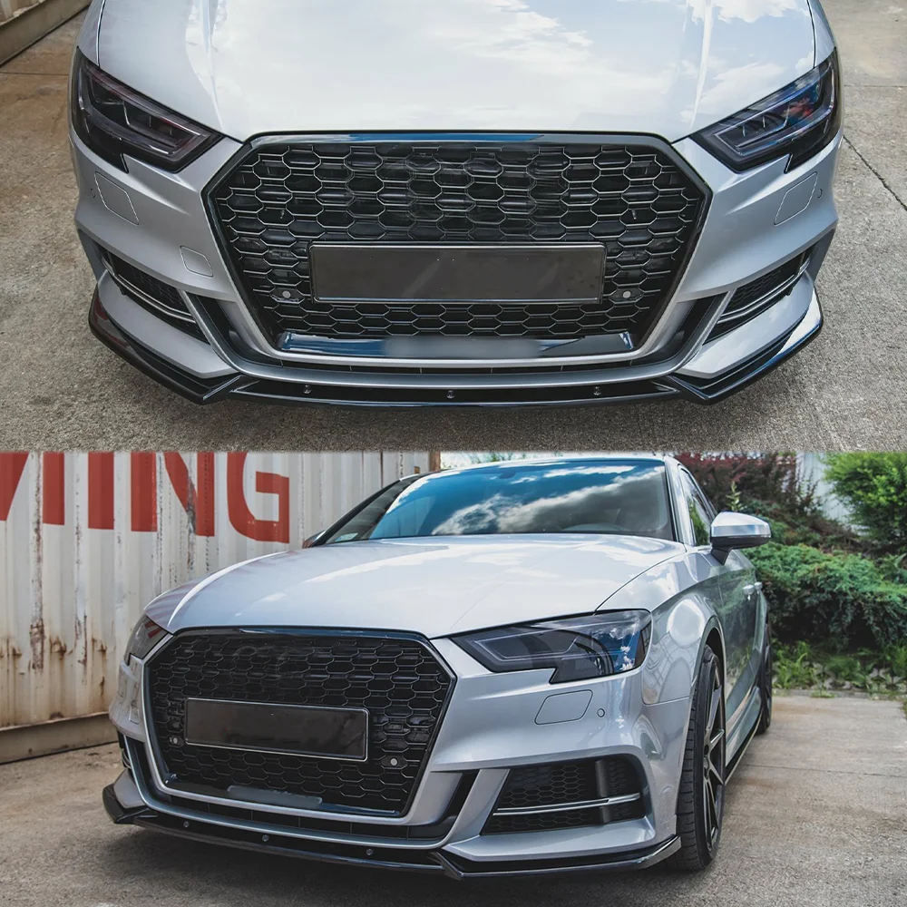 For Audi A3 8V S-line S3 2017 2018 2019 2020 Saloon / Sportback Car Front Bumper Lip Diffuser Splitter Bodykit Tuning view 5
