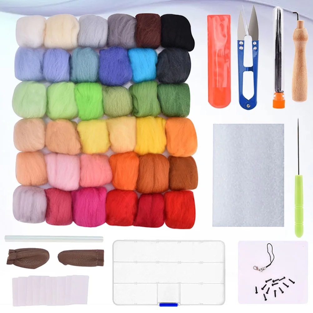 

Wool Yarn Felting Kit 36 Colors Craft Supplies Ideal for Needle Felting Projects Wall Hanging Weaving Wool Fiber Tools